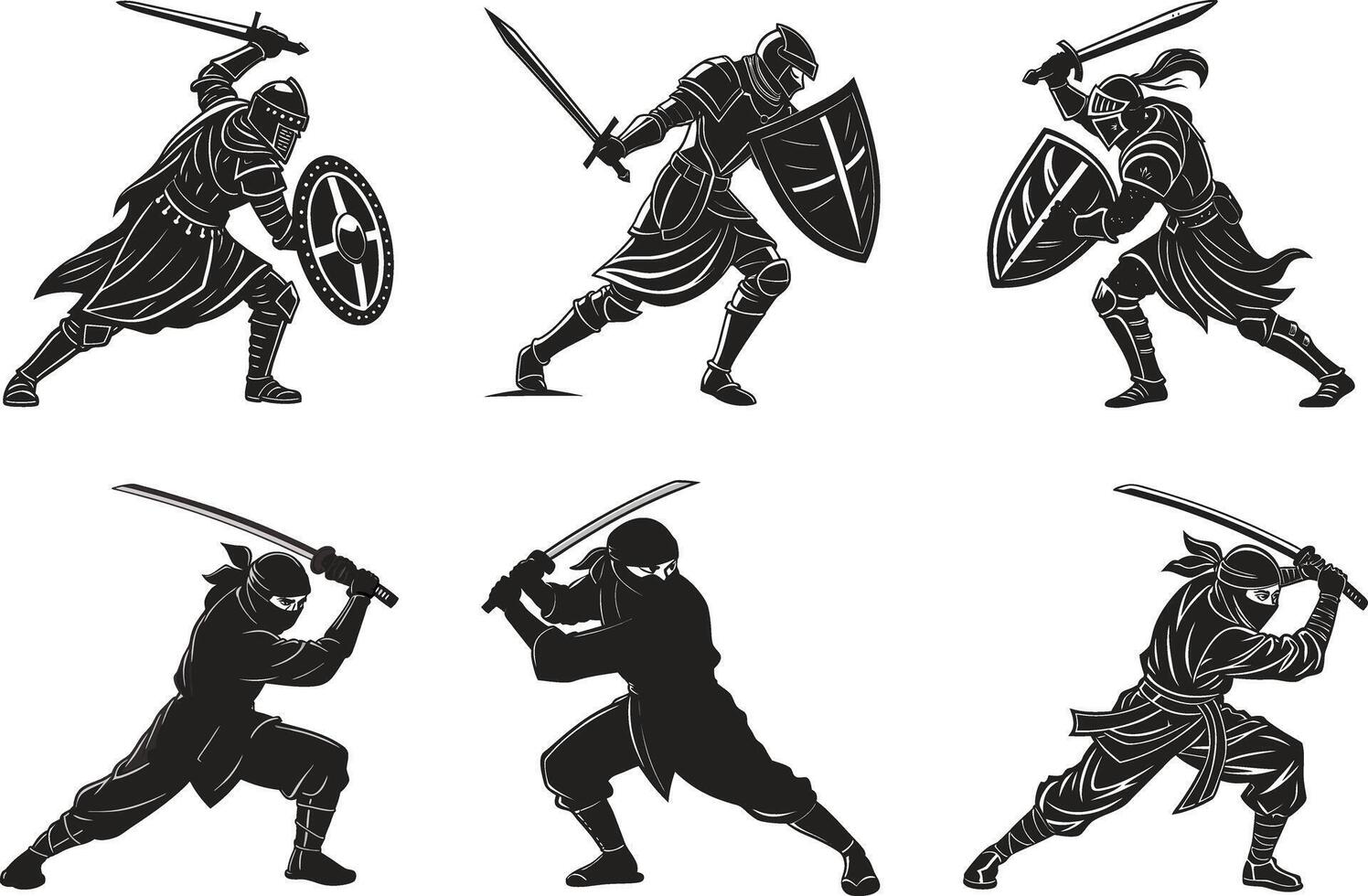 Legendary Fighters Silhouette vector