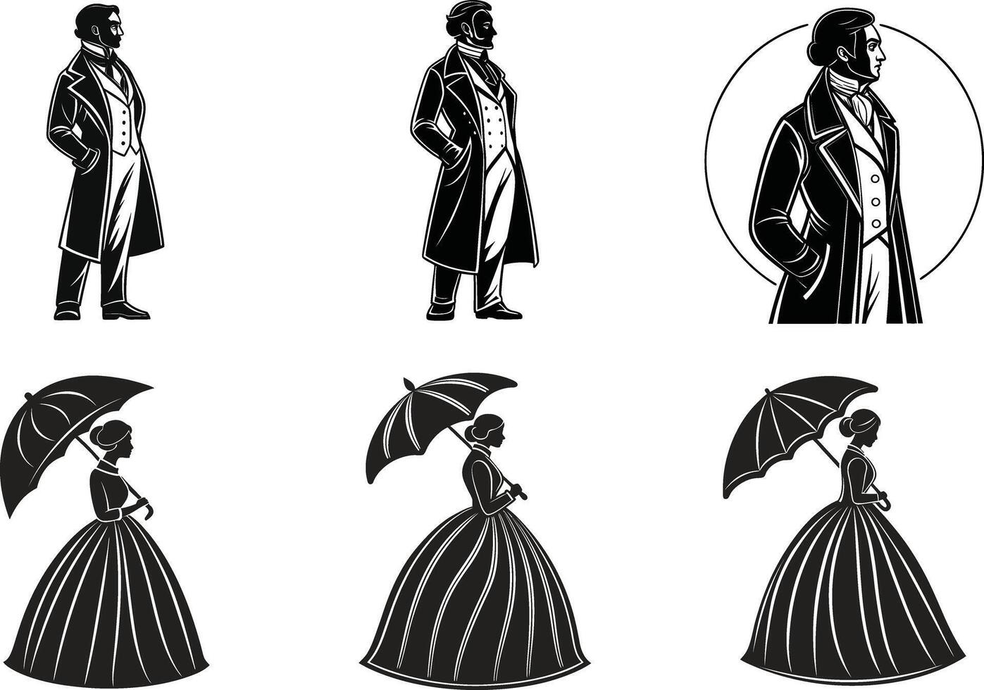 Elegant Vintage Silhouettes vector