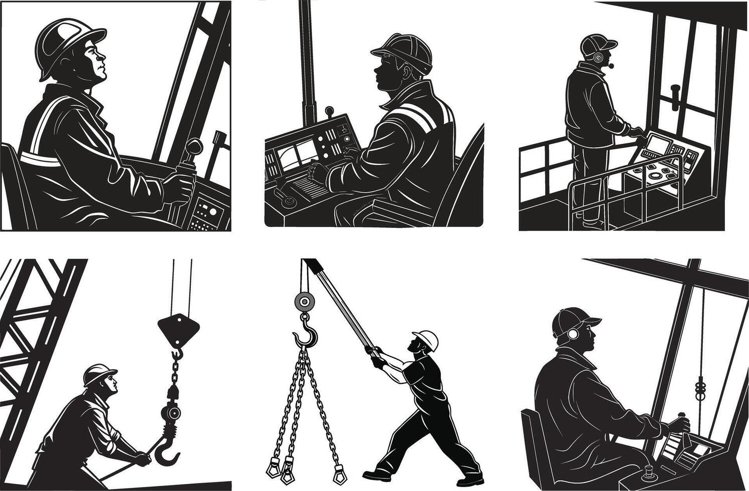 Crane Operation Silhouette vector