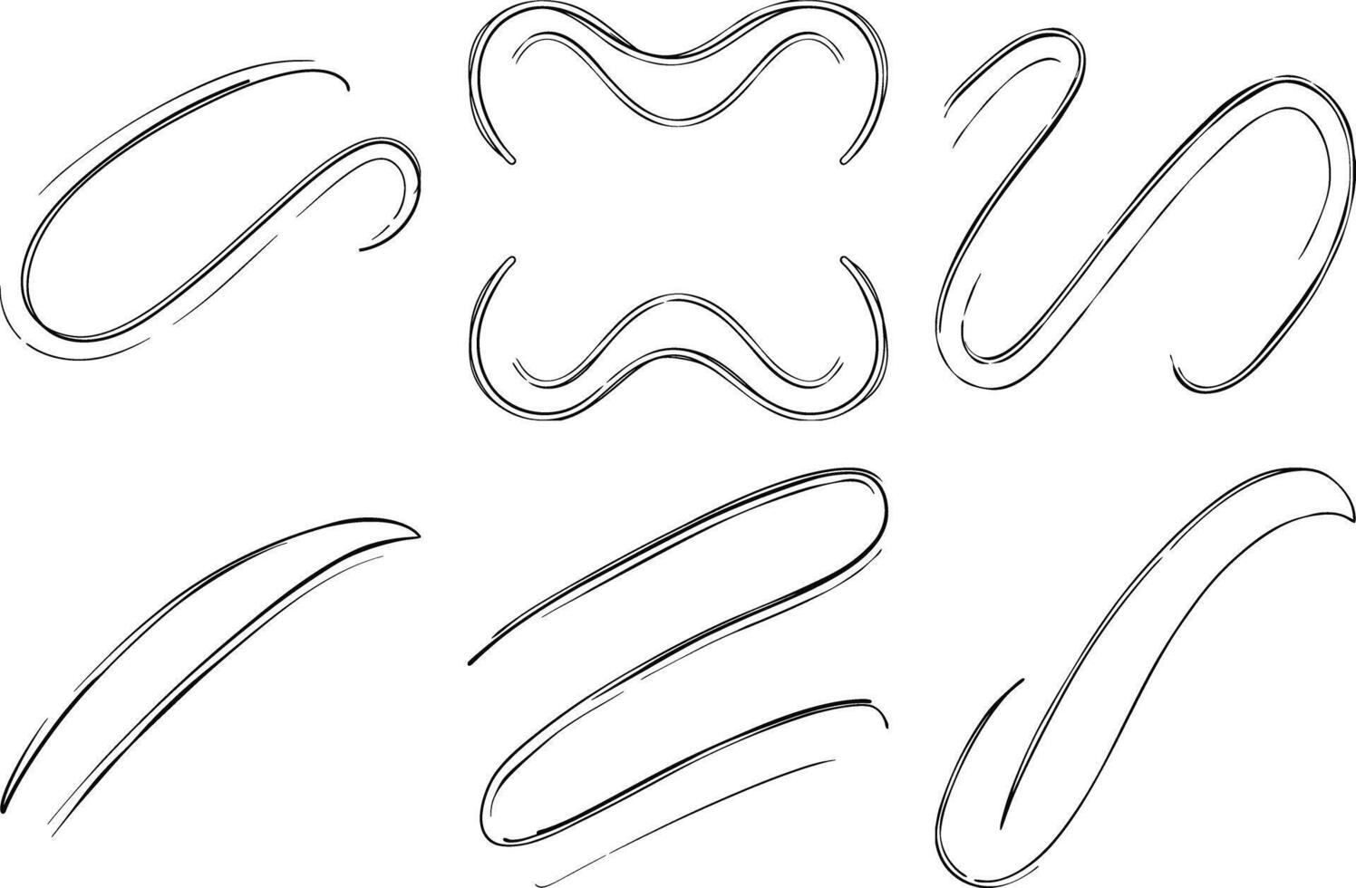 Artistic Hand Drawn Arrows Swirls and Underlines for Design Projects vector