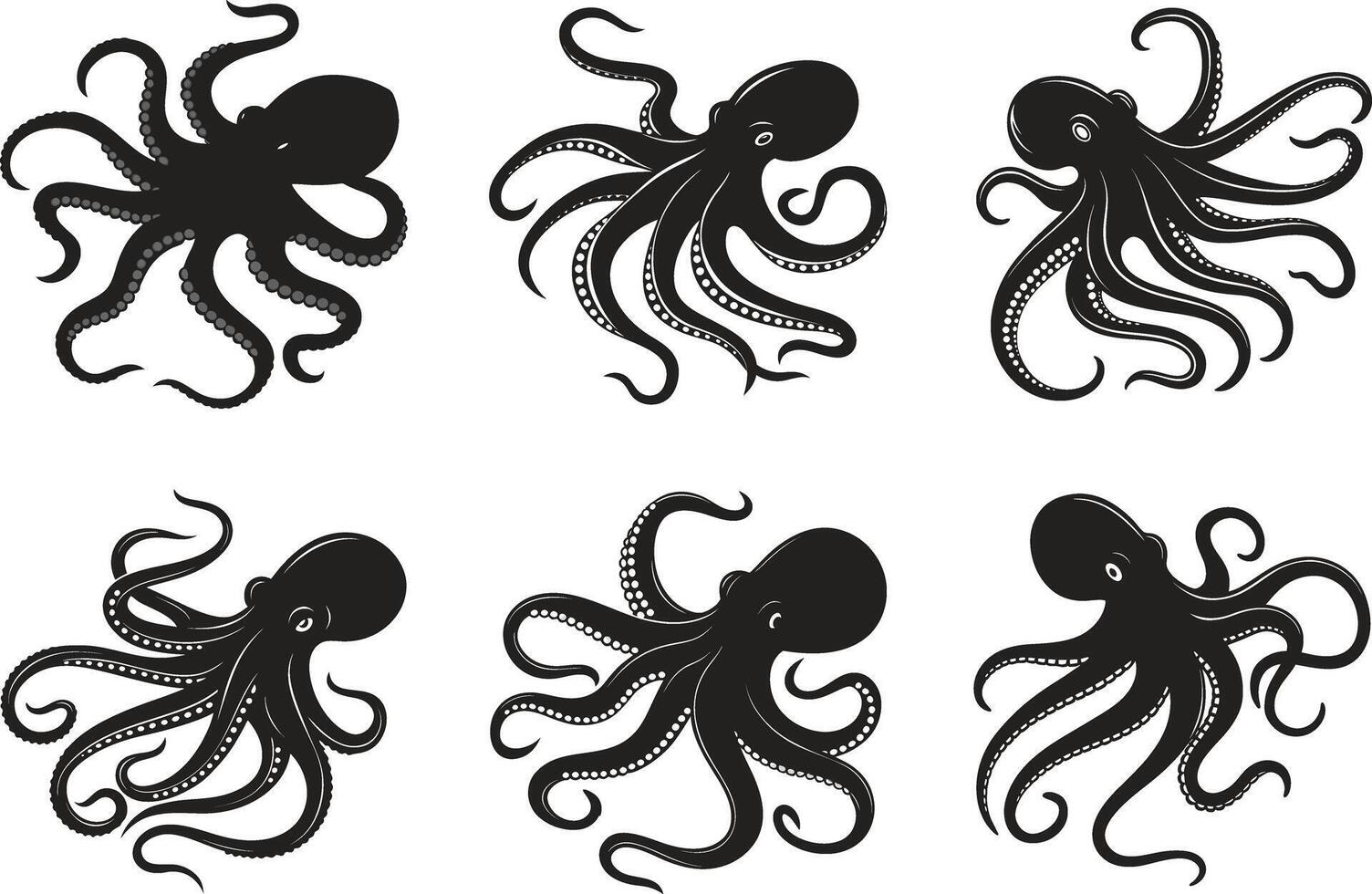 Unique Octopus Design Set vector