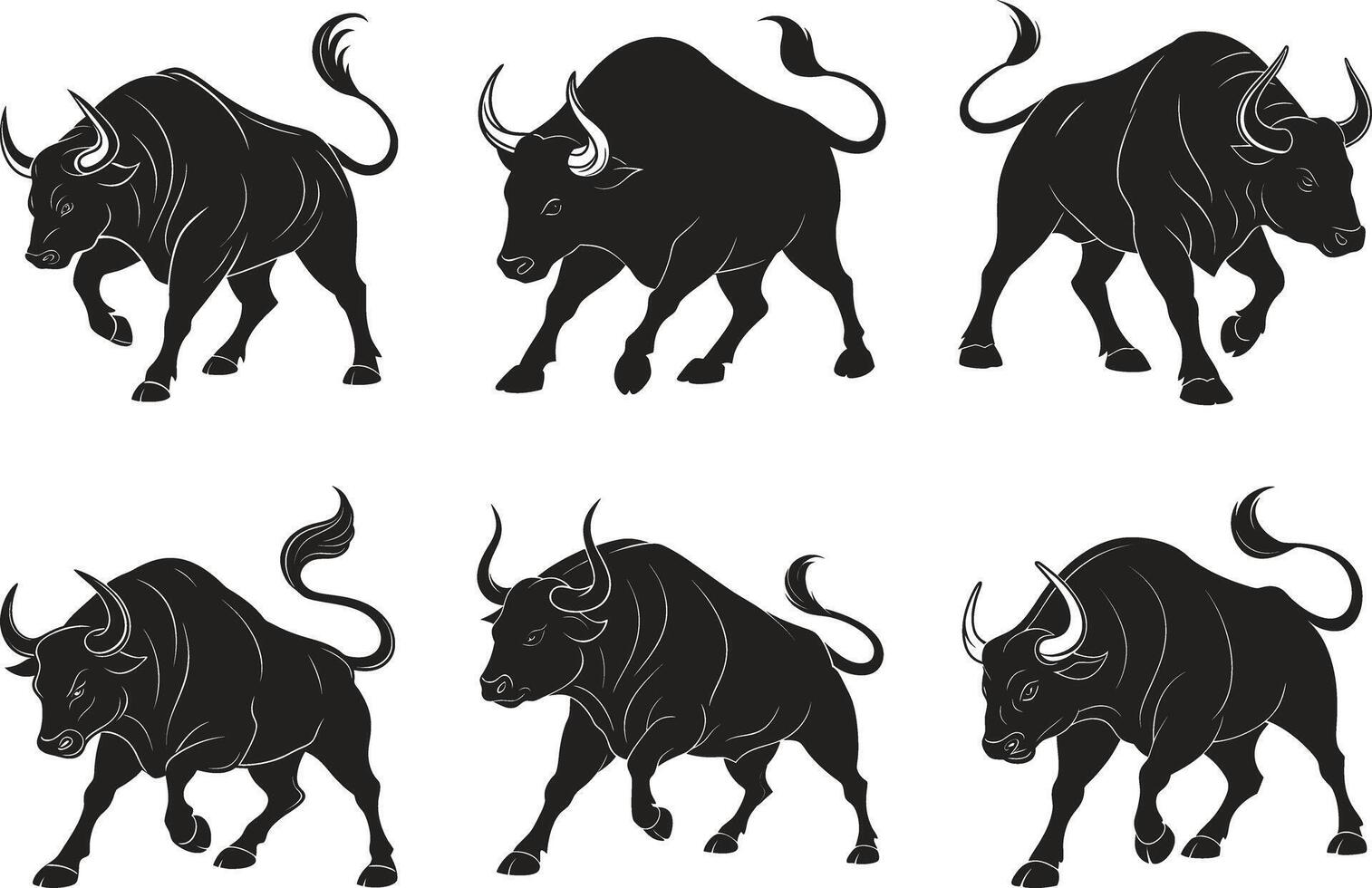 Roaring Bull Design Set vector