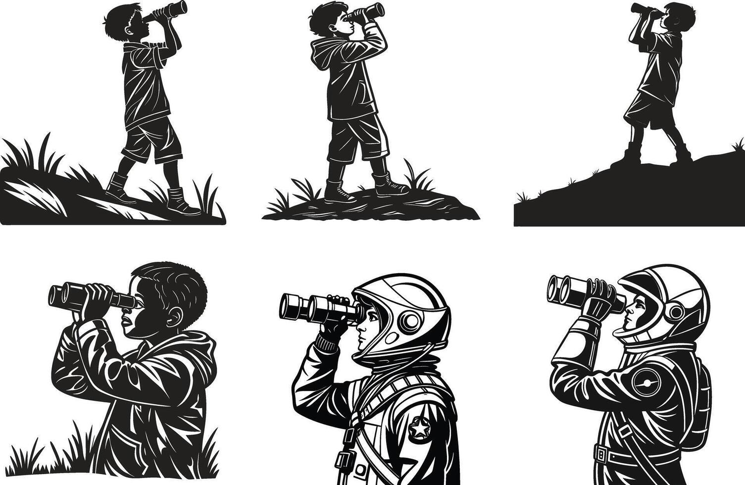 Space Exploration Silhouettes vector