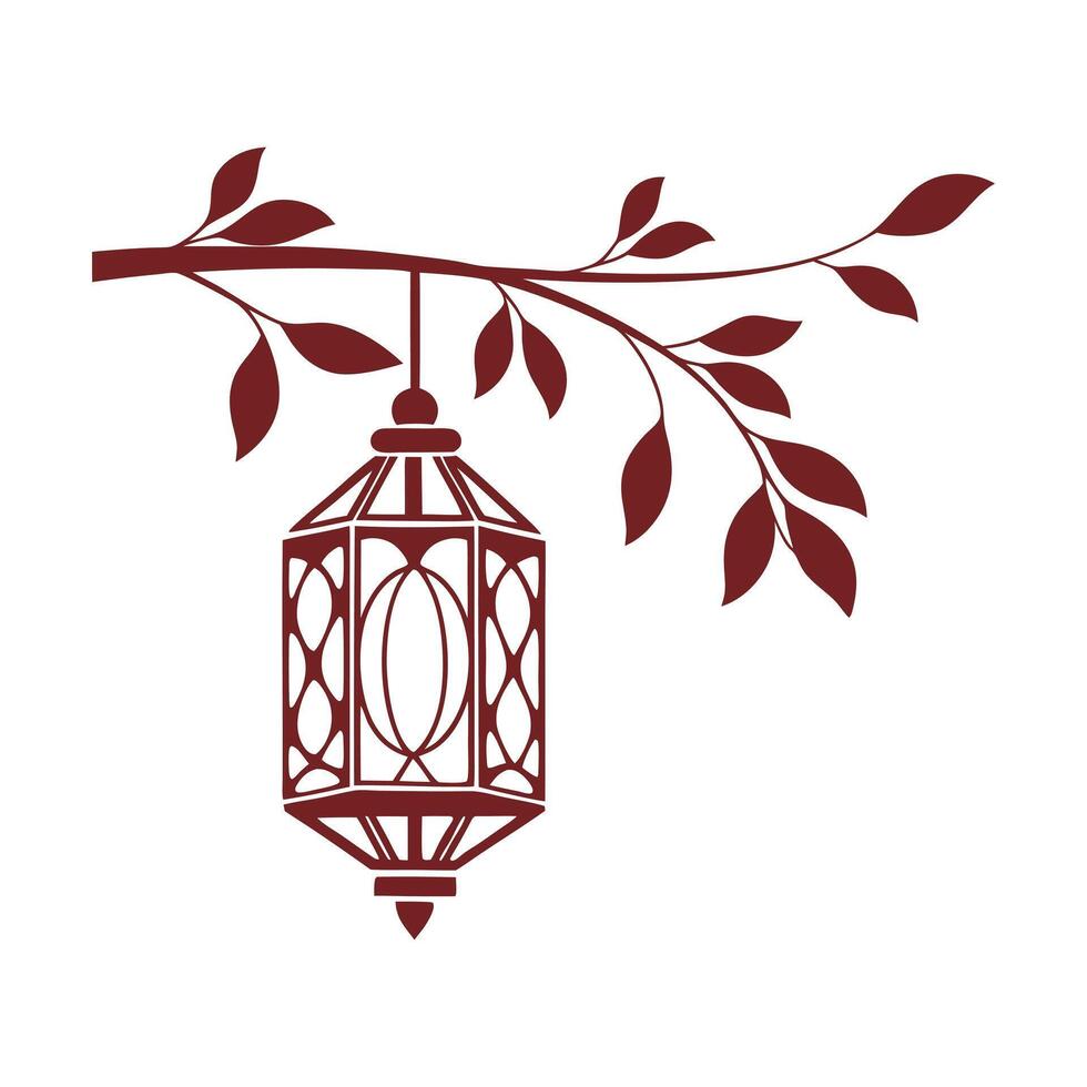 Professional Lantern Design with Leaves vector