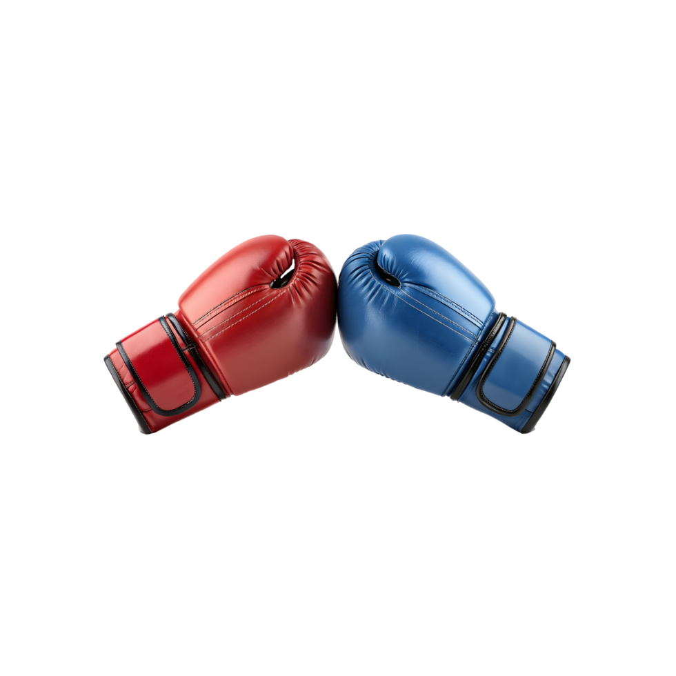 Red and Blue Boxing Gloves Facing Each Other on Transparent Background png