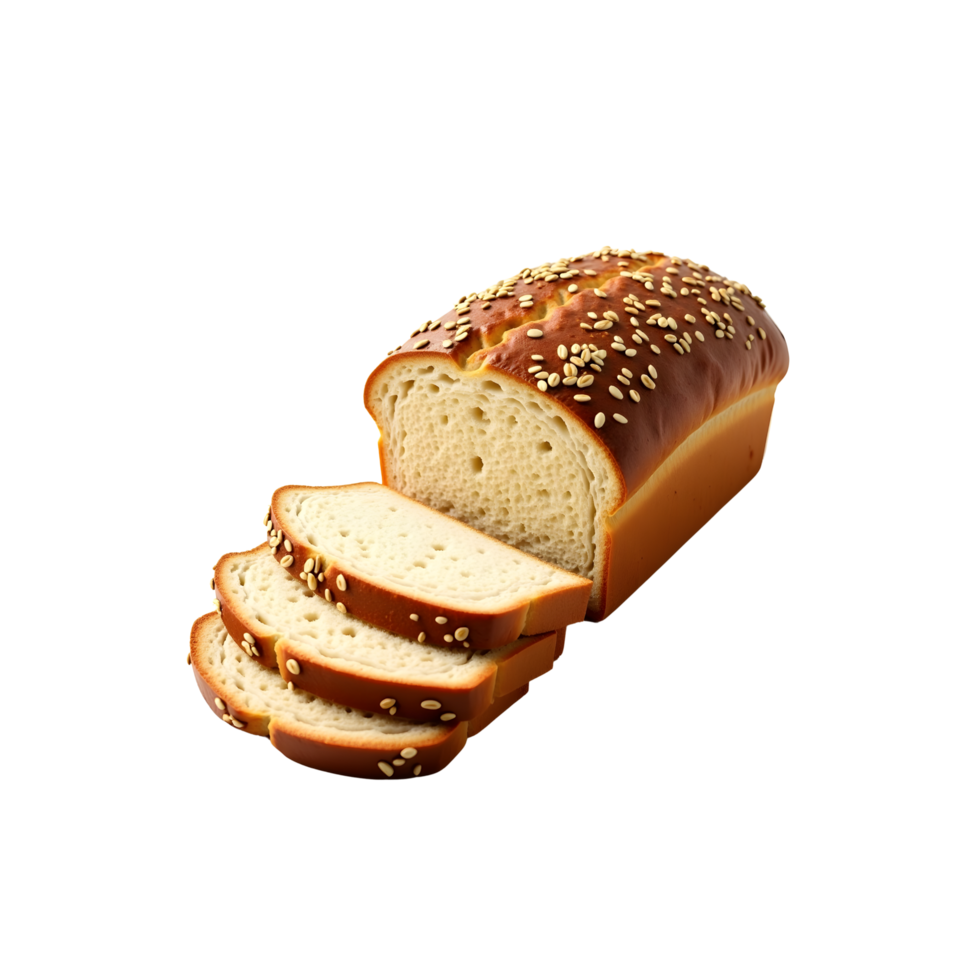 Fresh Sliced Loaf of Sesame Bread Isolated on Transparent Background png