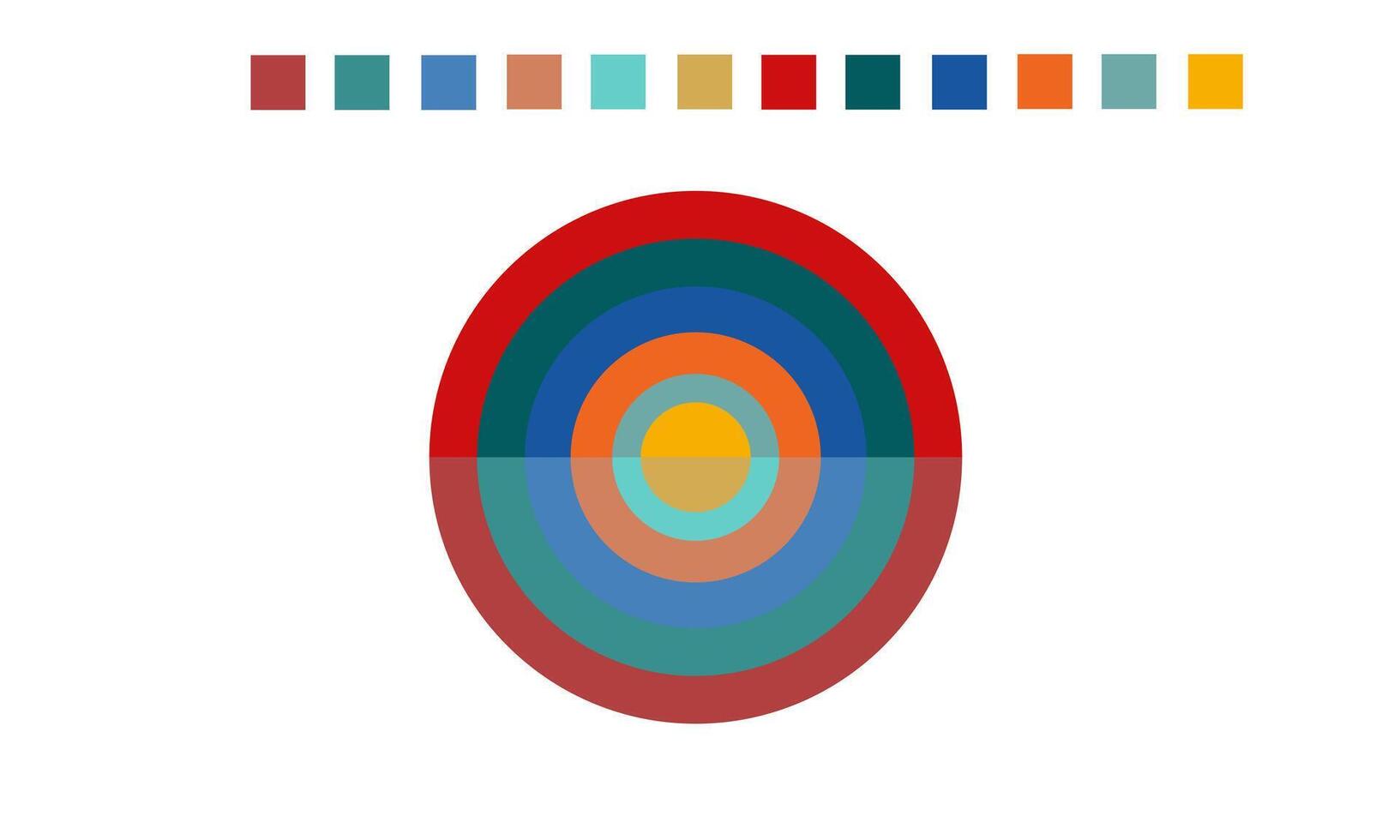 Illustration Round Shapes Bauhus 12 colors background vector