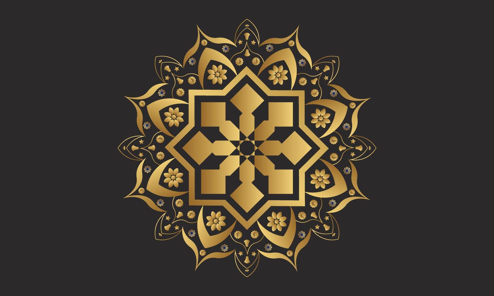 Luxuri Gold Ornate Mandala Black Colors Background vector