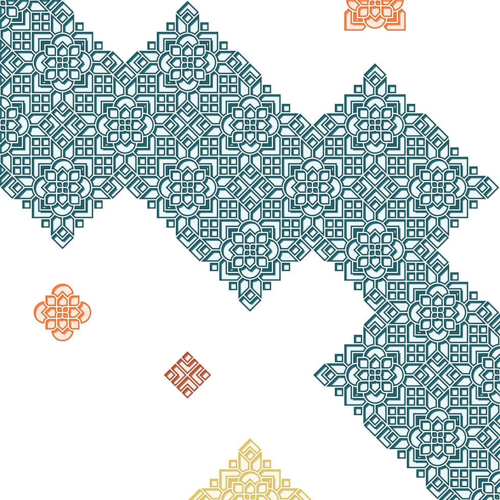 Islamic Geometric Ornament on Abstract Diagonal Composition with Stroke and Silhouette Textured vector