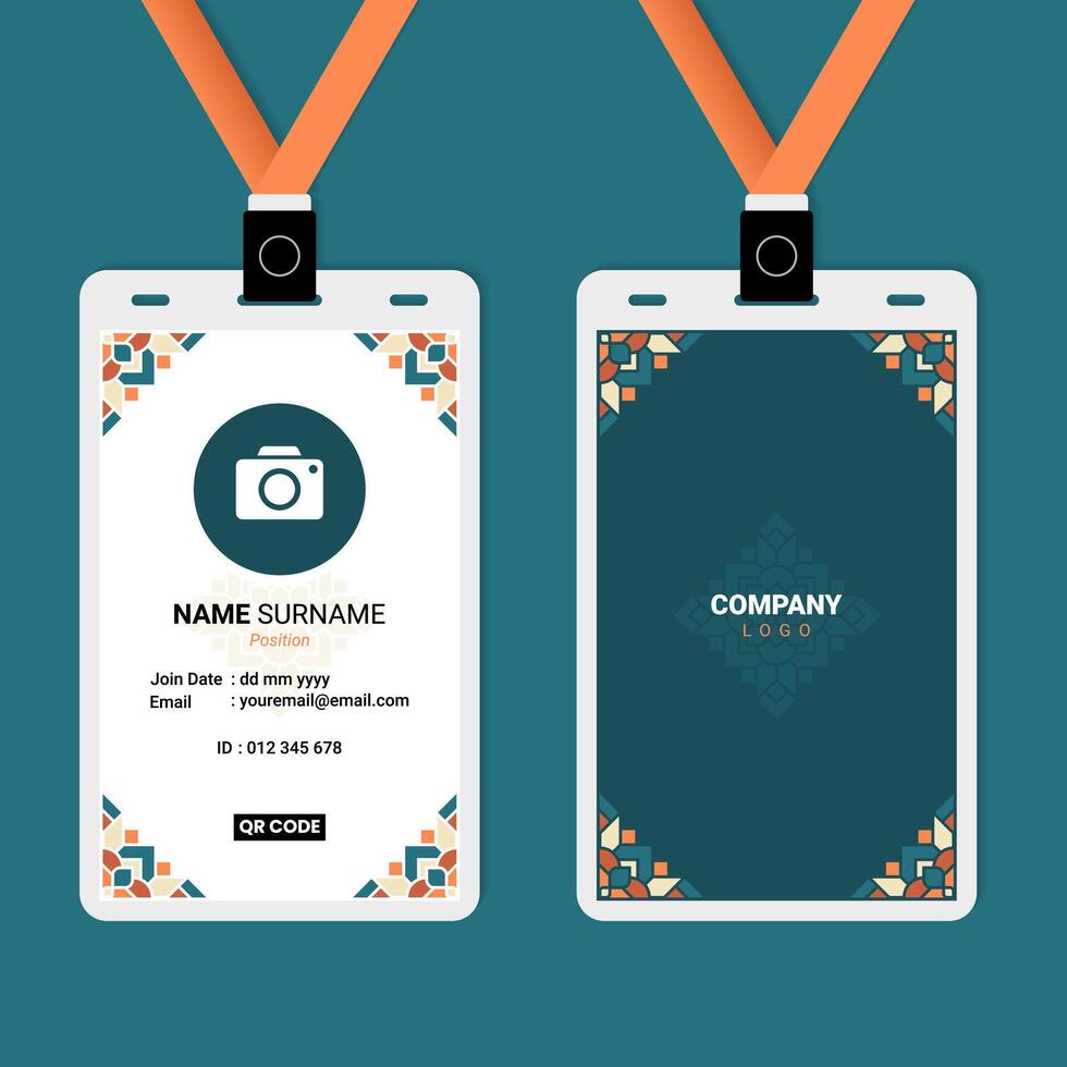 ID Card Design with Islamic Geometric Ornament on The Corner vector