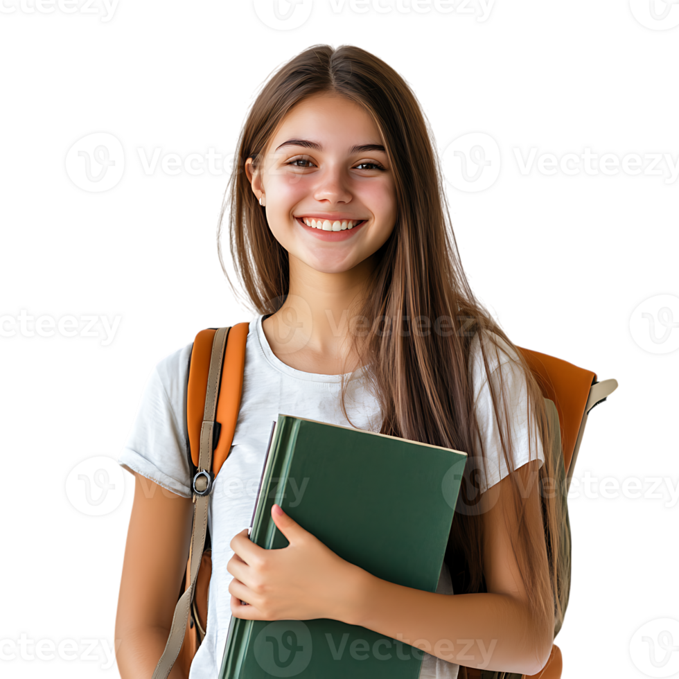 Happy University Student Girl Portrait Isolated on Transparent Background png