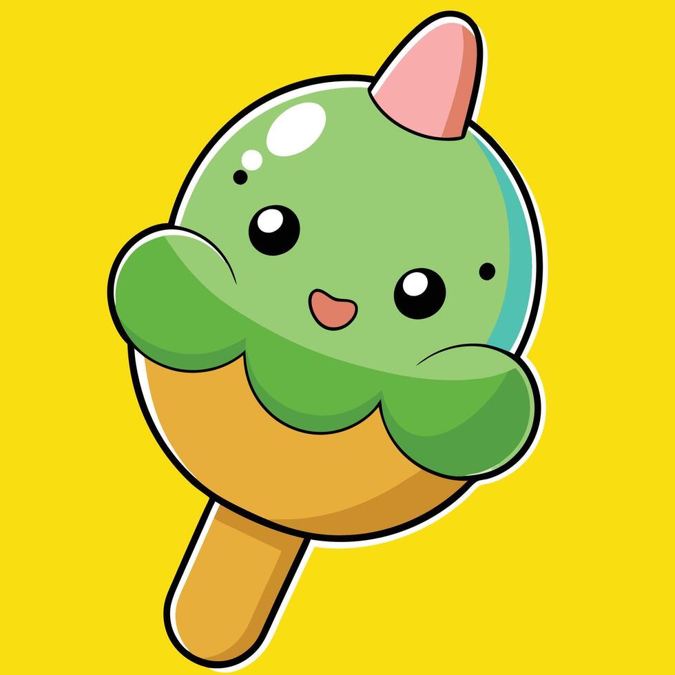 Ice cream cone with a happy face vector