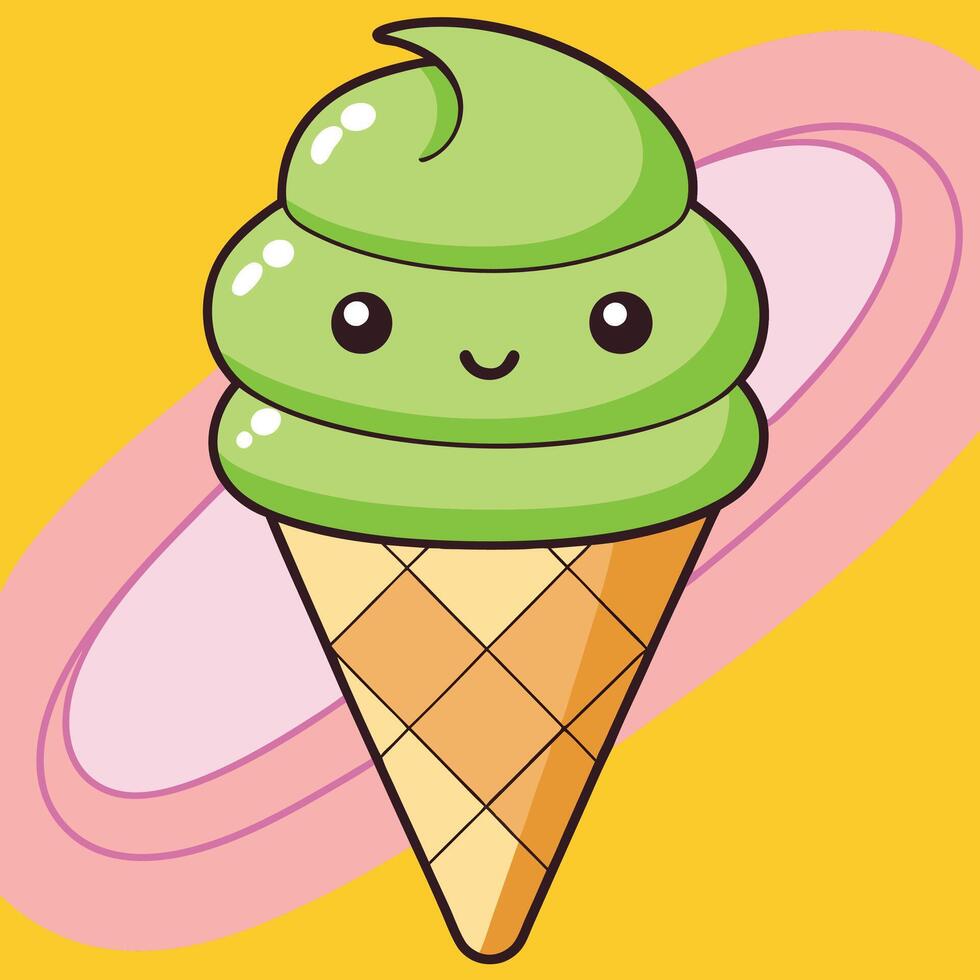 Kawaii-style ice cream dessert vector
