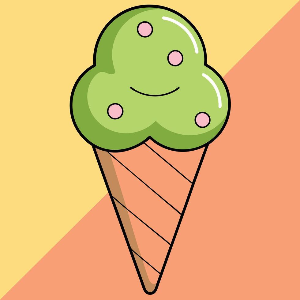 Adorable ice cream cone doodle vector