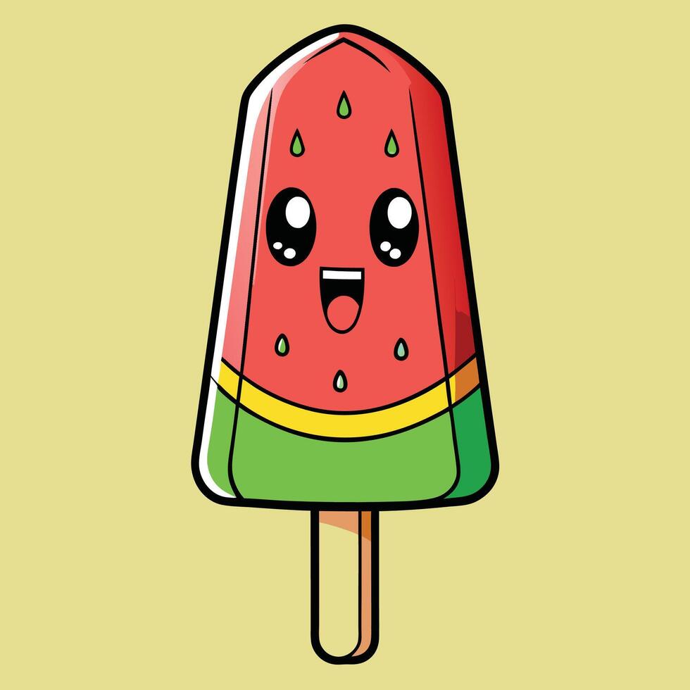 Watermelon ice cream illustration for summer themes vector