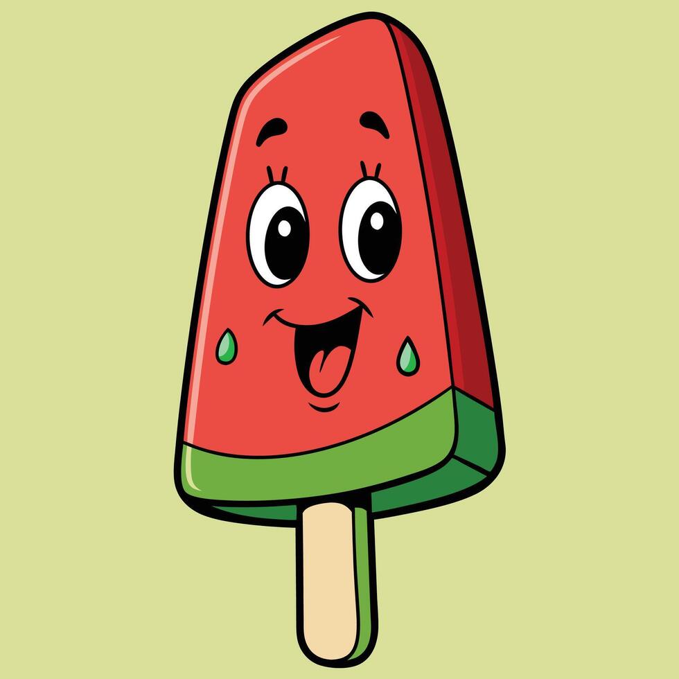 Watermelon ice cream flat illustration vector