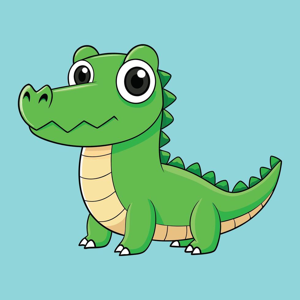 Happy Cartoon Alligator with Big Smile vector