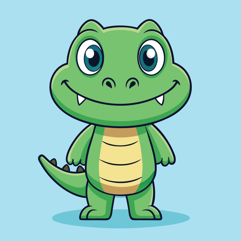 Cartoon Crocodile with Friendly Expression vector