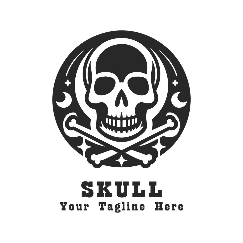 Logo Skull Simple Design With Flat Background vector