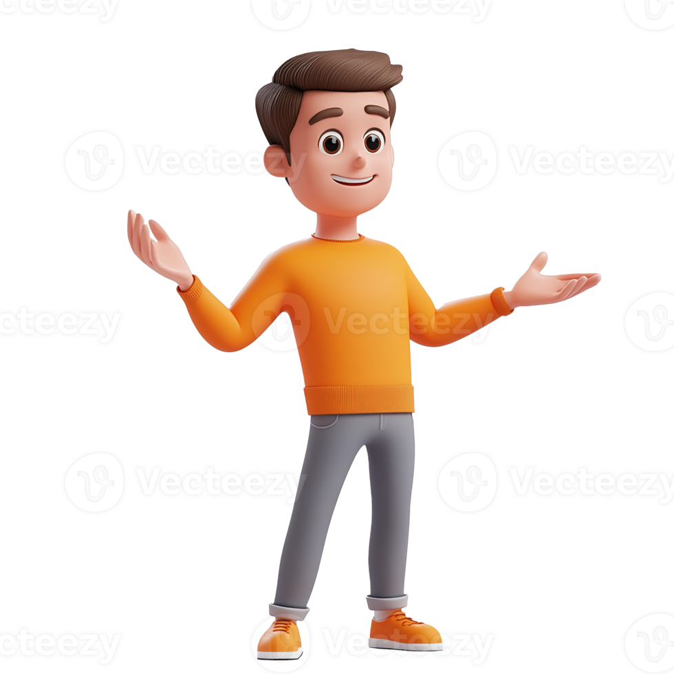 A cartoon man is standing with his hands out png