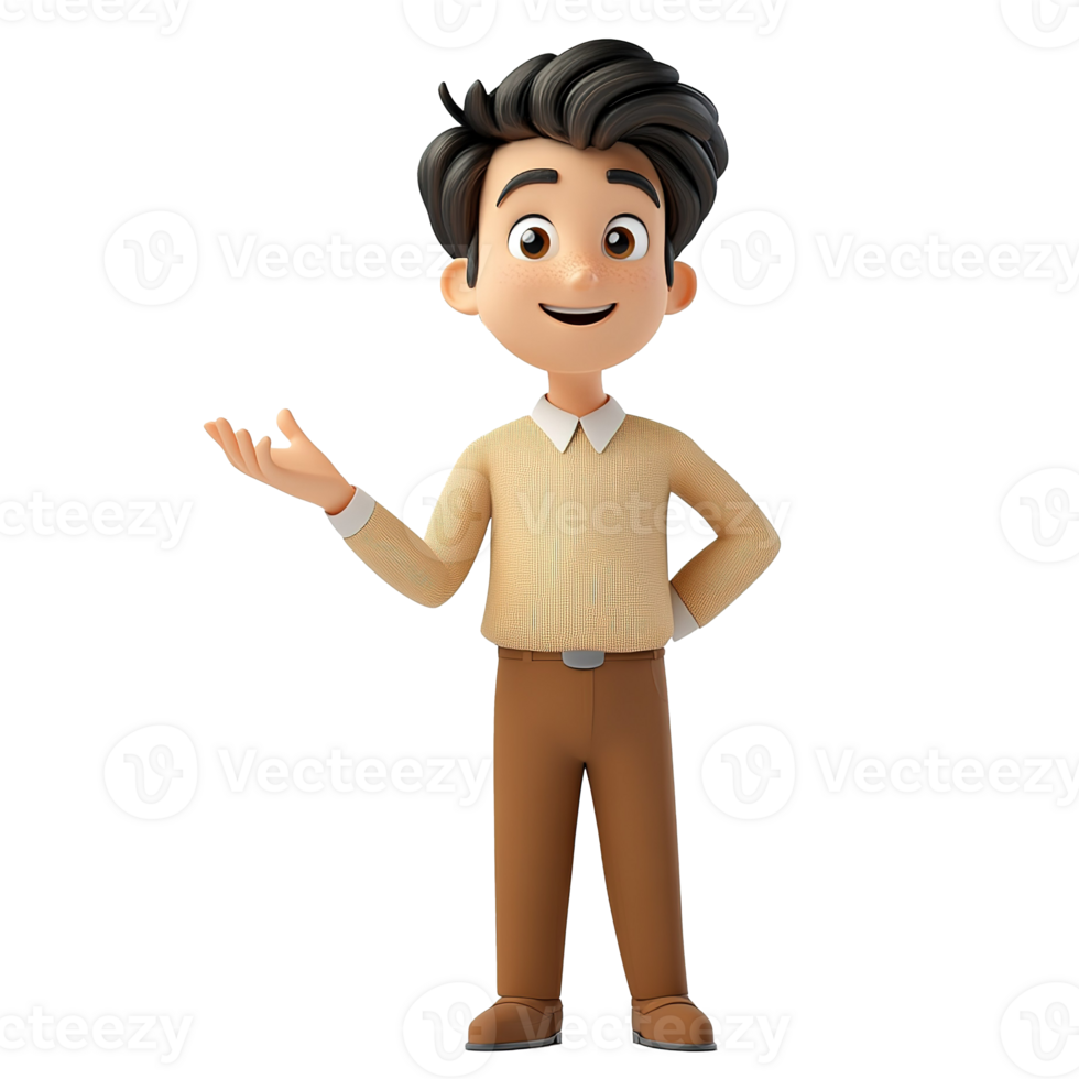 A cartoon man with his hands up and pointing png