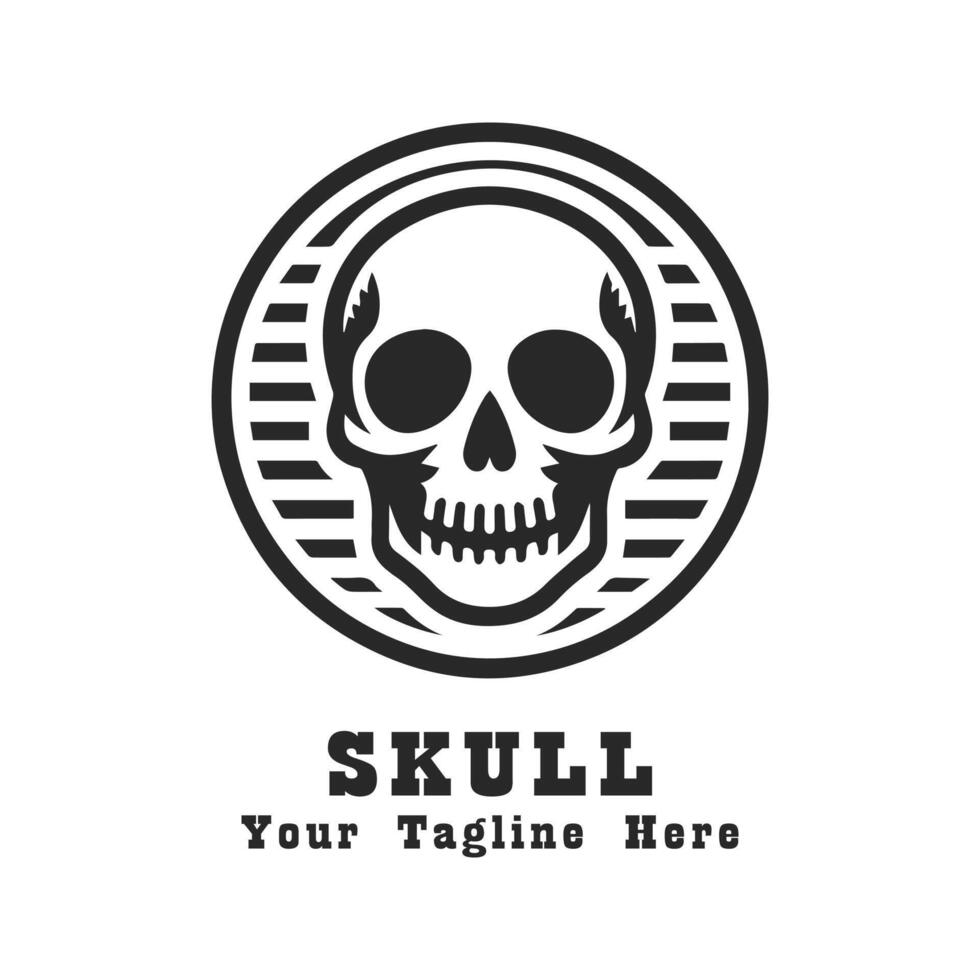 Skull Simple Logo Illustration With Flat Background vector
