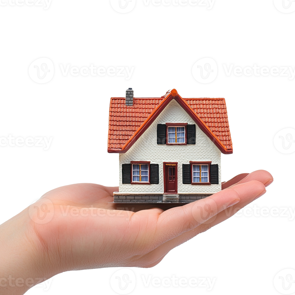 A person holding a small house on their palm png
