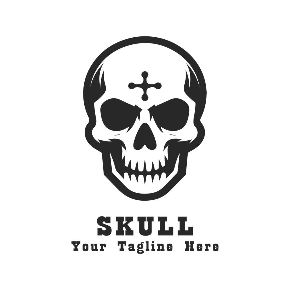 Simple Skull Logo Design Silhouette vector