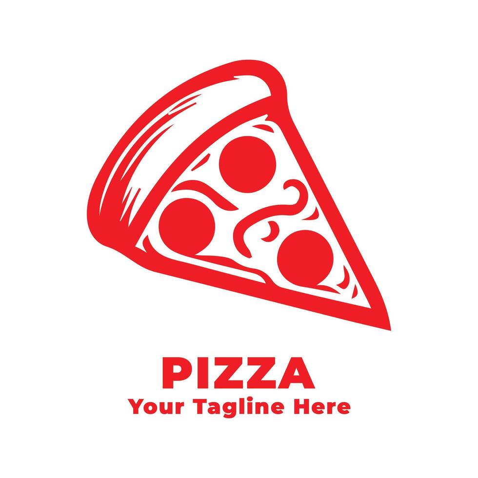 Pizza Simple Logo Illustration With Flat Background vector