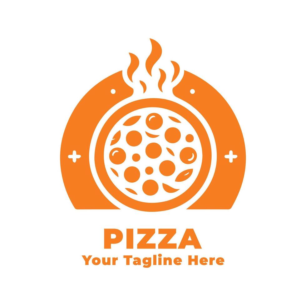 Pizza Logo Simple Design With Flat Background vector