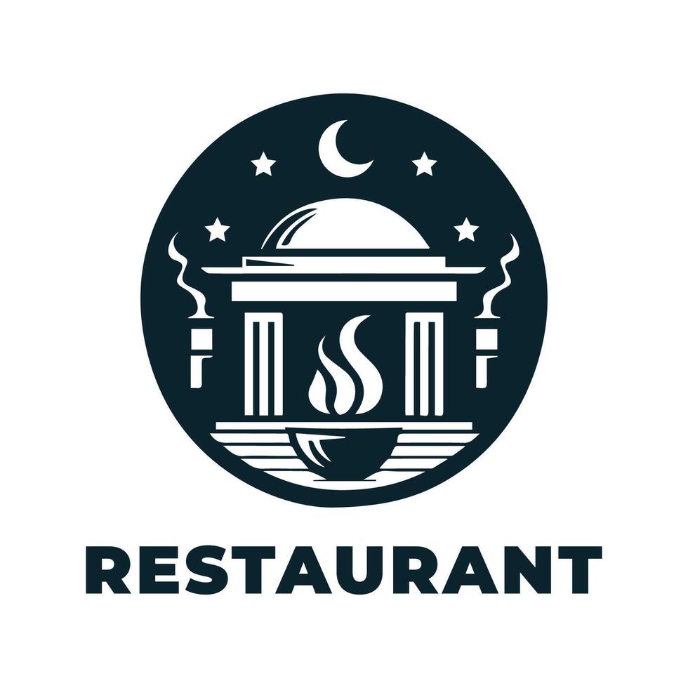Design Simple Restaurant Logo With Flat Background vector