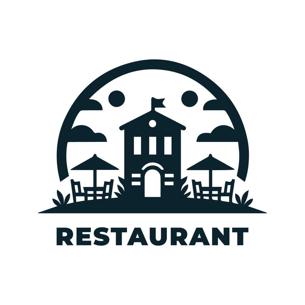 Design Simple Restaurant Logo With Blue Concept vector