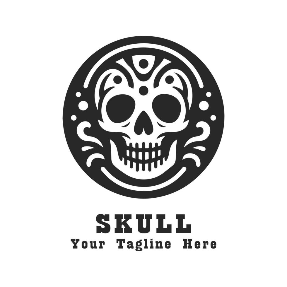 Simple Logo Skull Illustration With Grey Concept vector