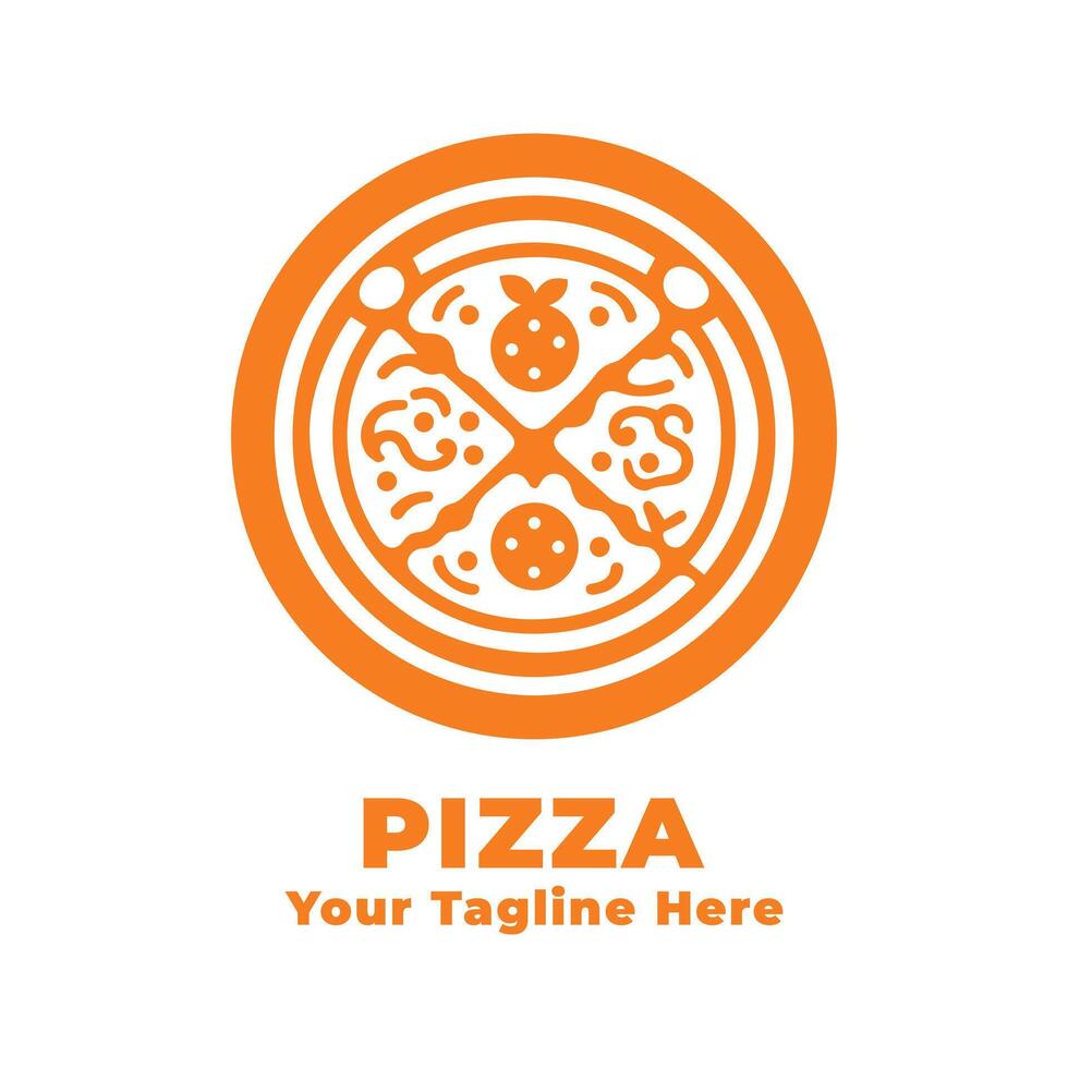 Logo Simple Pizza Design With Orange Concept vector