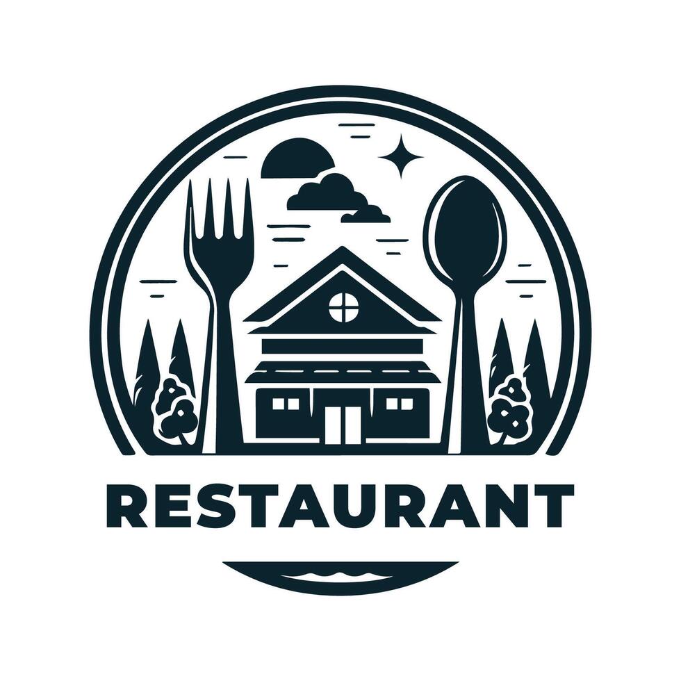 Logo Restaurant Simple Design With Flat Background vector