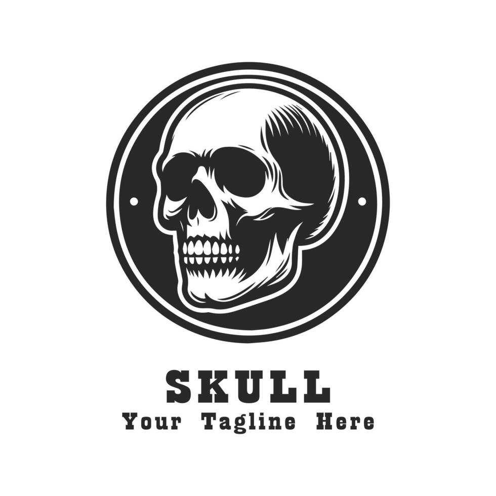 Simple Skull Logo Design Illustration vector