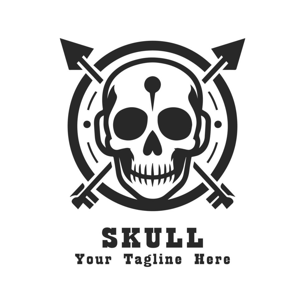 Logo Skull Simple Design With Grey Concept vector