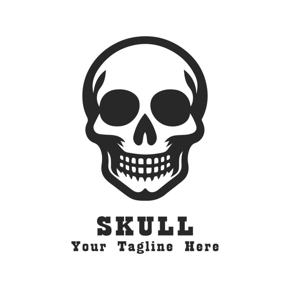 Simple Skull Logo Illustration With Grey Concept vector