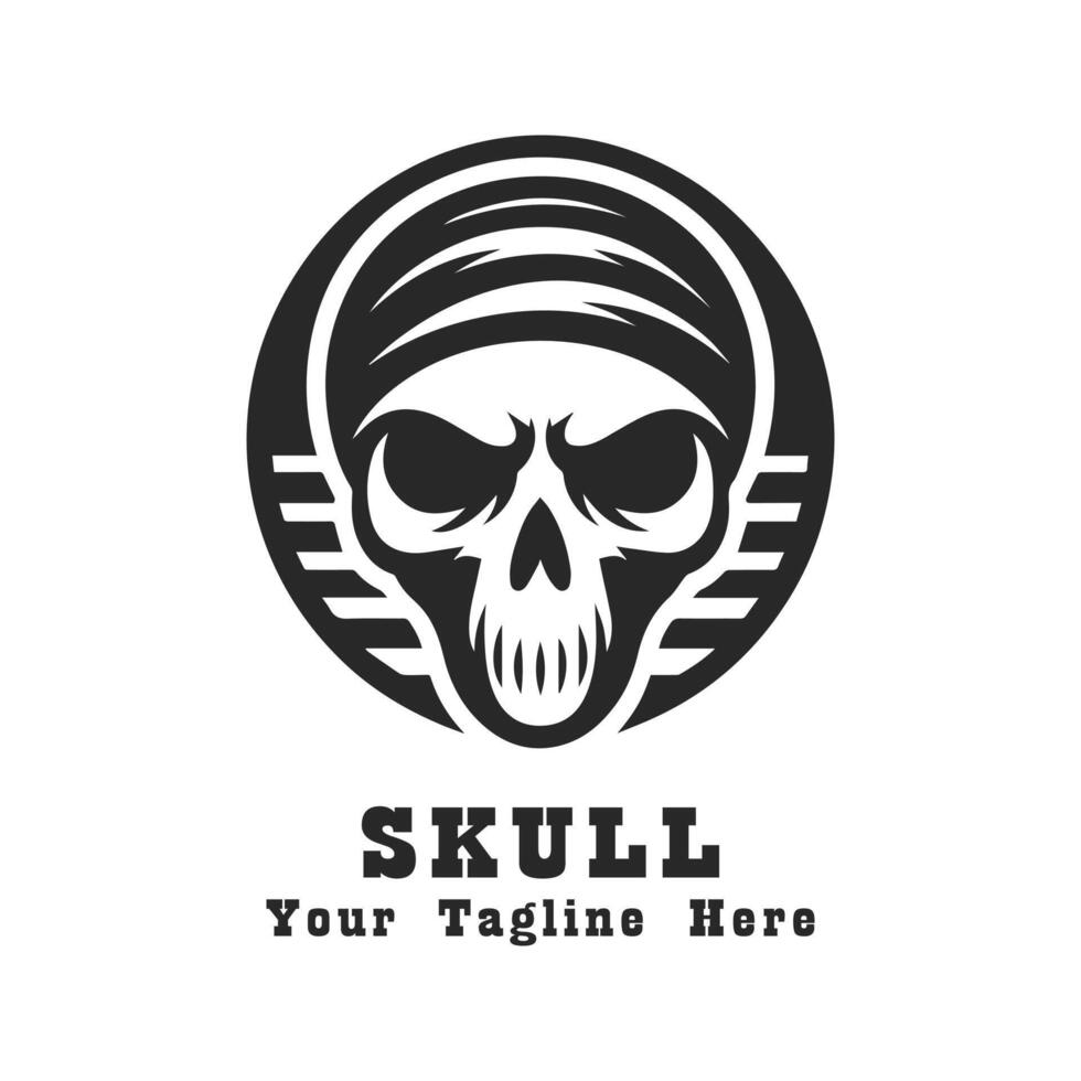 Simple Skull Logo Design With Flat Background vector