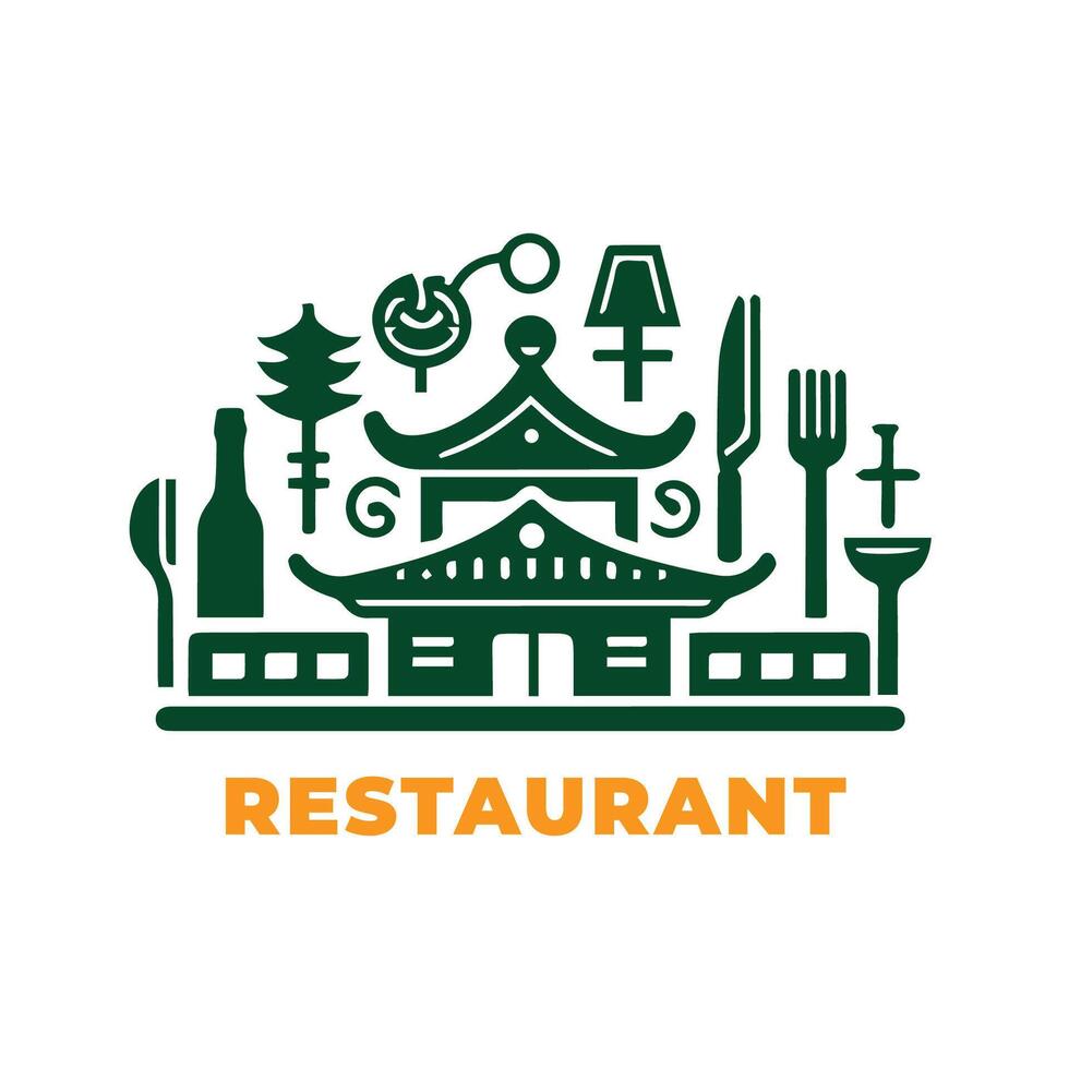 Restaurant Simple Logo Silhouette Illustration vector