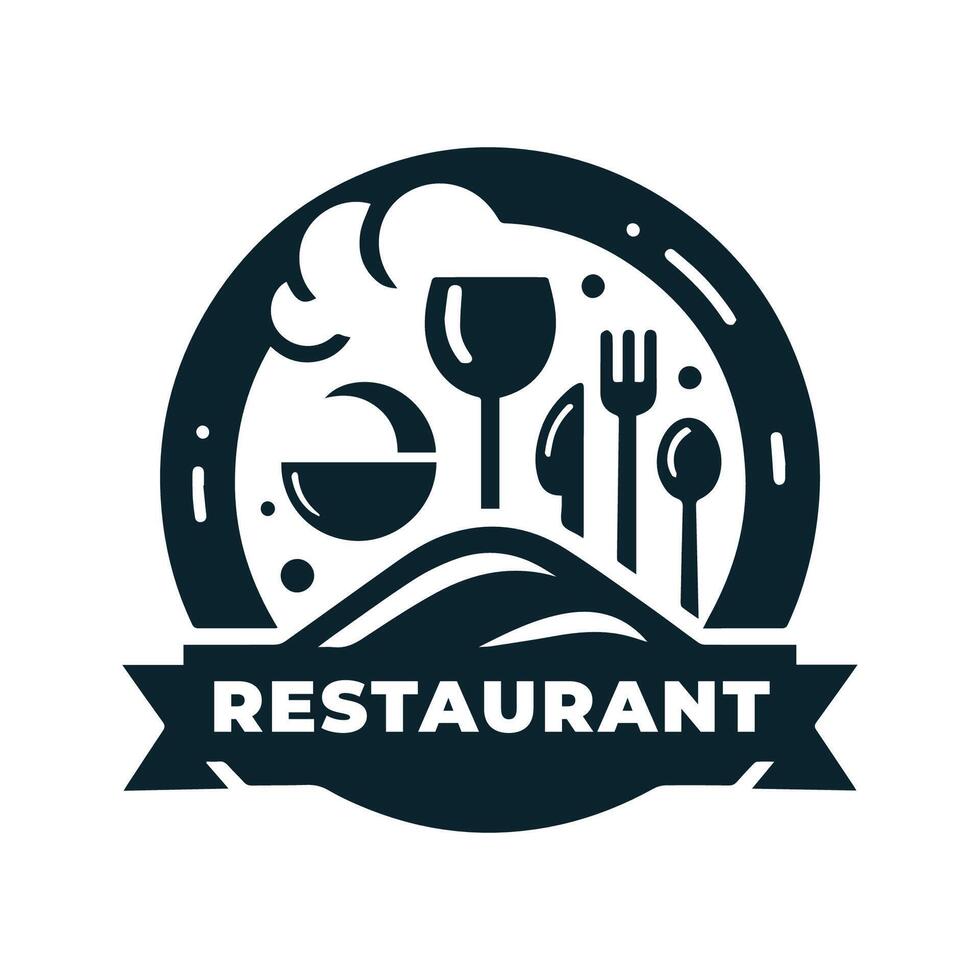 Simple Restaurant Logo Design With Flat Background vector