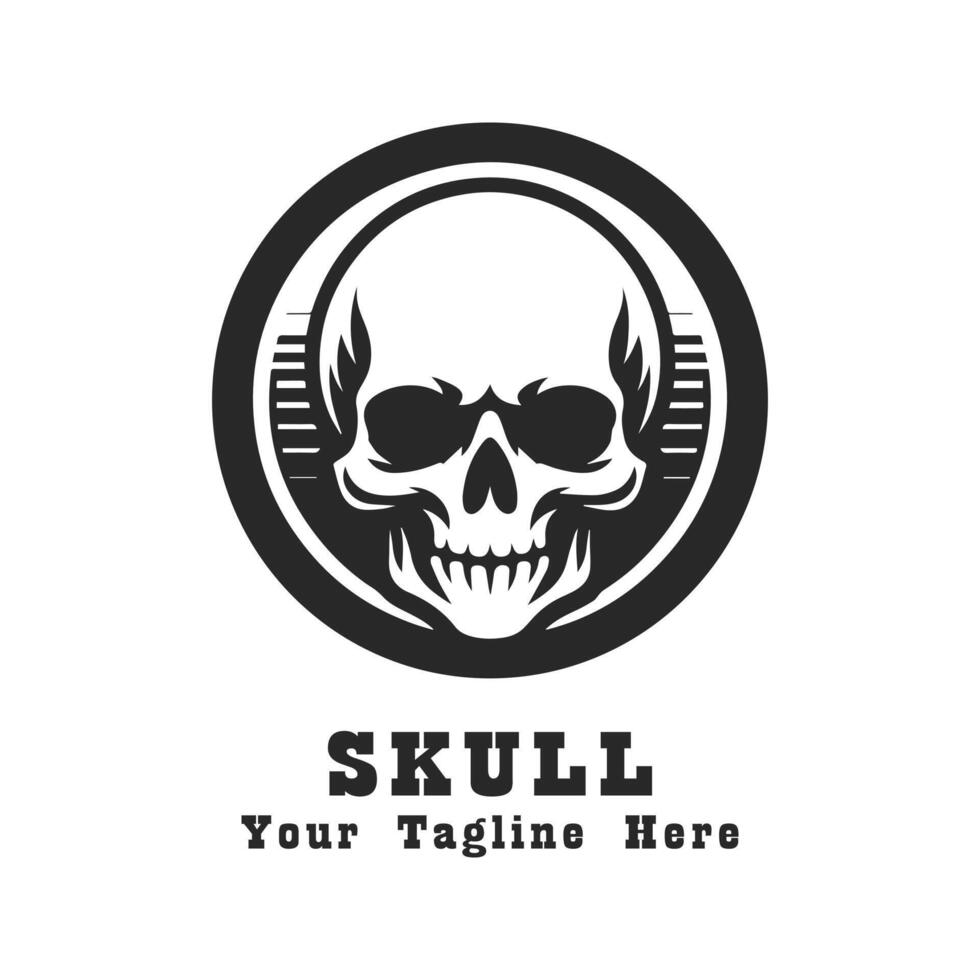 Simple Skull Logo Silhouette Illustration vector
