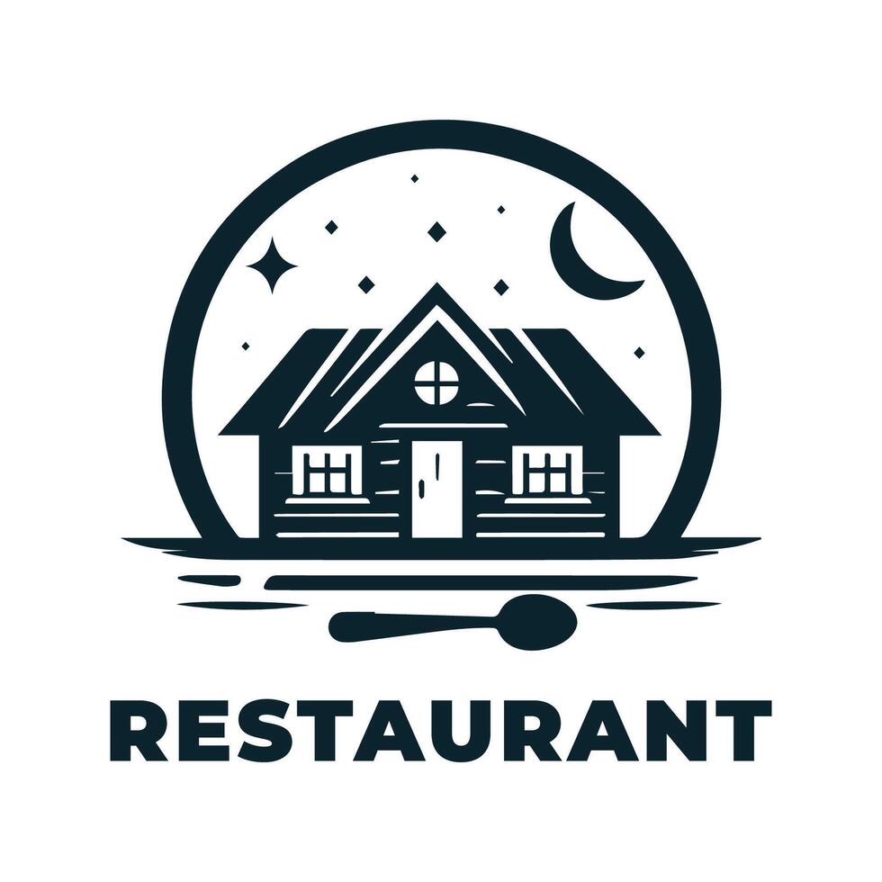 Simple Restaurant Logo Illustration With Blue Concept vector