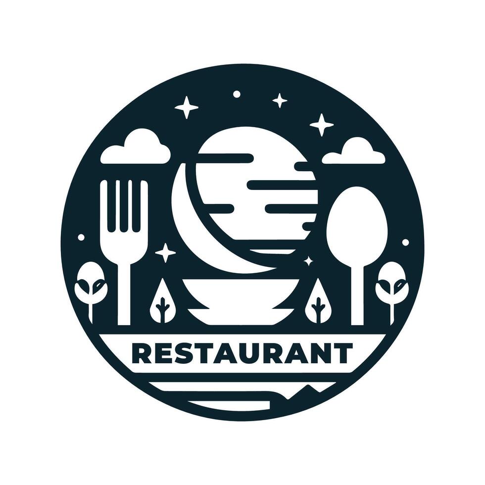 Simple Restaurant Logo Design Silhouette vector