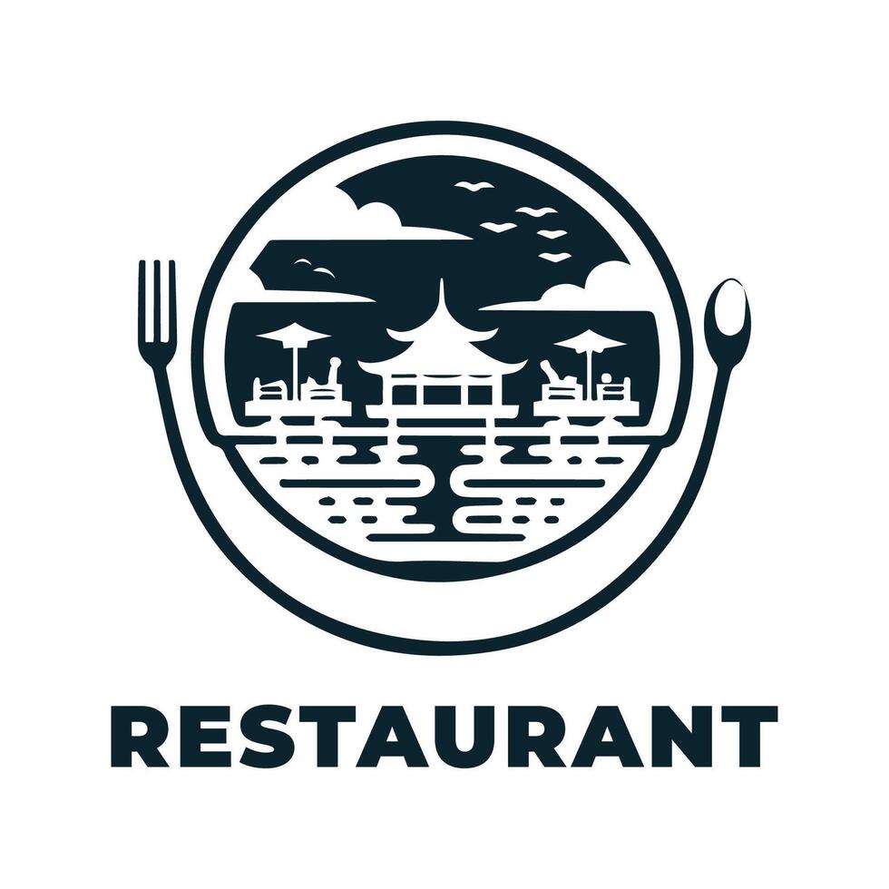 Illustration Simple Restaurant Logo With Flat Background vector