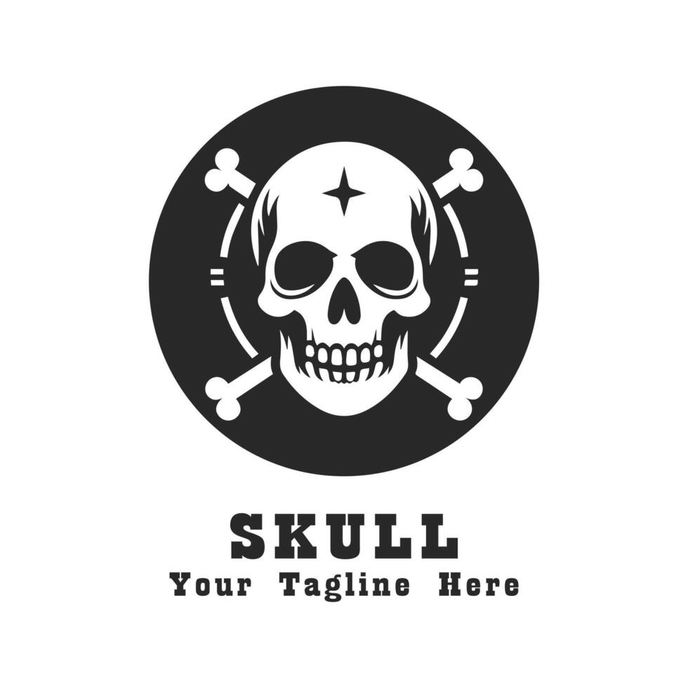 Skull Logo Simple Design With Flat Background vector