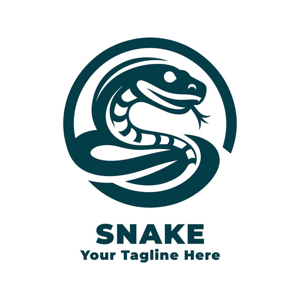Simple Logo Snake Illustration With Flat Background vector