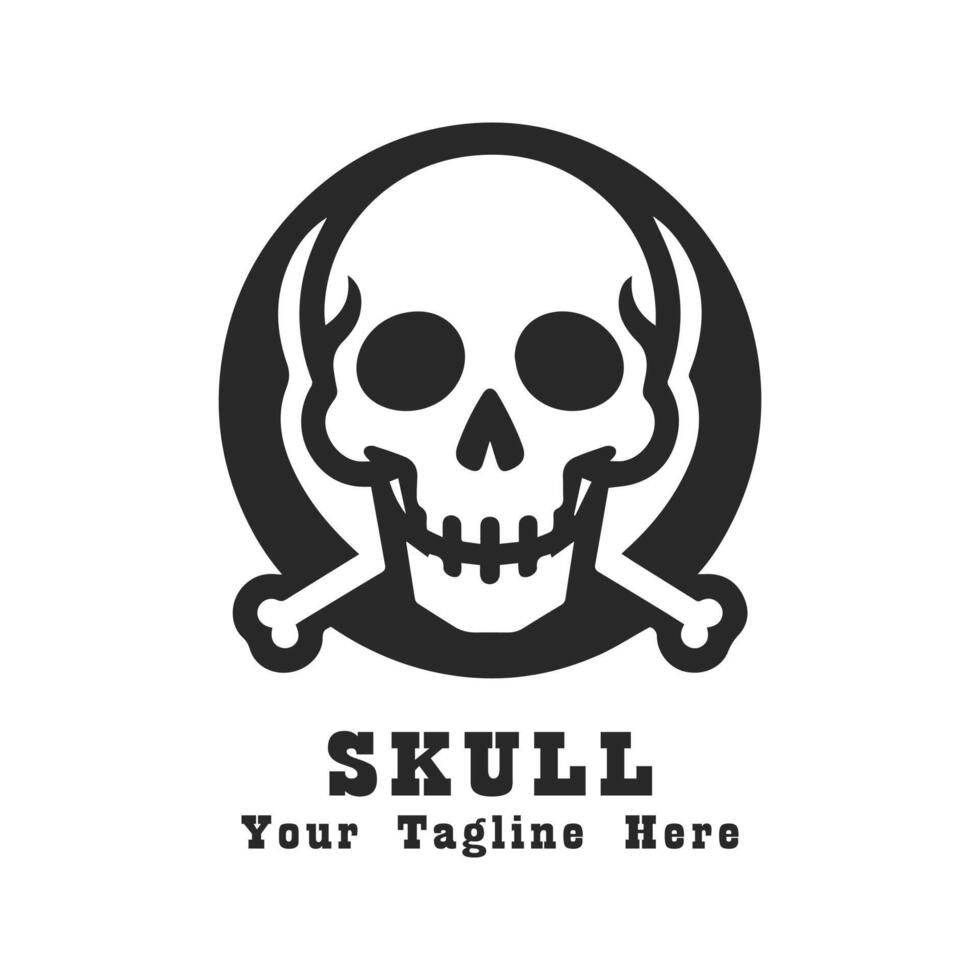Skull Simple Logo Illustration With Grey Concept vector