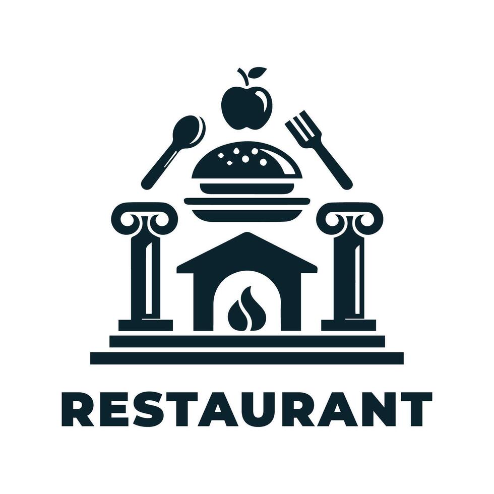 Simple Restaurant Logo Illustration With Flat Background vector