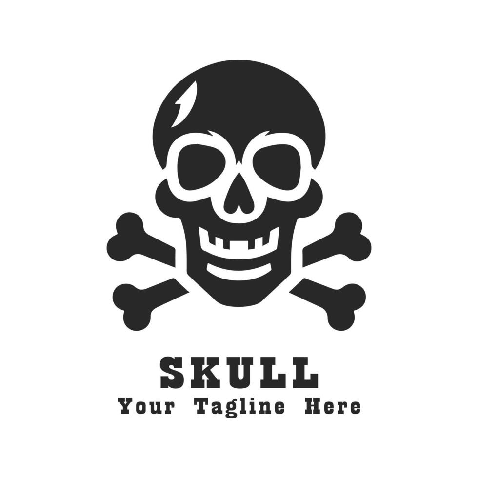Illustration Simple Skull Logo With Grey Concept vector